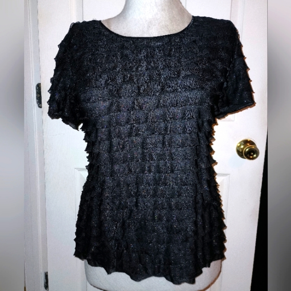 Elementz black shiny blouse size XL